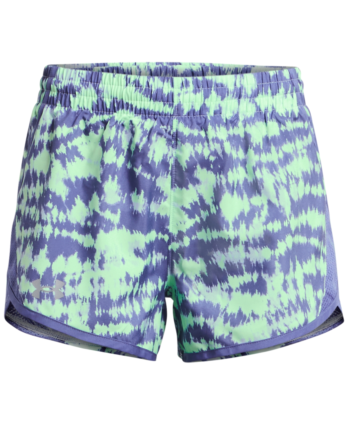 Under Armour Kids' Big Girls Fly-by Printed 3" Shorts In Celeste,starlight,reflective