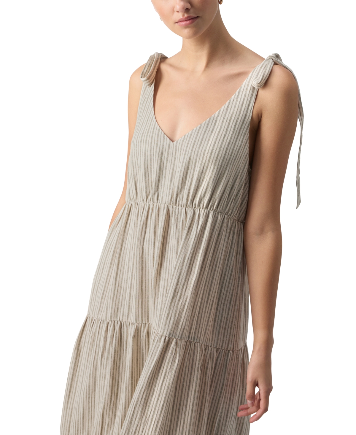 Shop Sanctuary Women's Move Your Body Striped Linen-blend Maxi Dress In Eco Olive Stripe