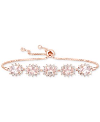 Amethyst (2 ct. t.w.) & Lab-Grown White Sapphire (3/4 ct. t.w.) Halo Five Stone Bolo Bracelet in Sterling Silver (Also in Lab-Grown Morganite, Lab-Grown Opal, Lab-Grown Ruby, Lab-Grown Blue Sapphire, Lab-Grown Emerald & Blue Topaz)
