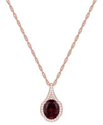Amethyst (1-1/2 ct. t.w.) & Lab-Grown White Sapphire (1/8 ct. t.w.) Oval Halo 18" Pendant Necklace in 14k Gold-Plated Sterling Silver (Also in Additional Gemstones)