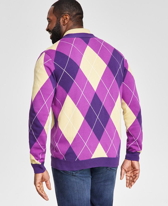 Club Room Men's Omega Psi Phi Plaid Cardigan Sweater, Created for Macy ...