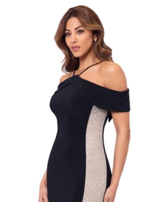 XSCAPE Women's Embellished Halter Jersey Dress