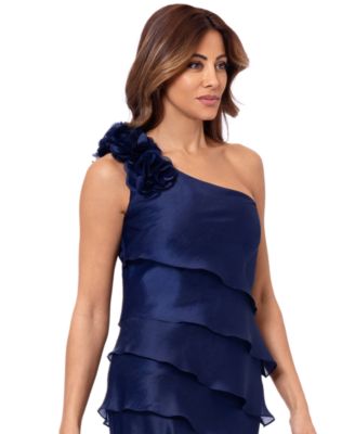 XSCAPE Women's Tiered Chiffon One-Shoulder Dress - Macy's XSCAPE Women's Tiered Chiffon One-Shoulder Dress - Macy's