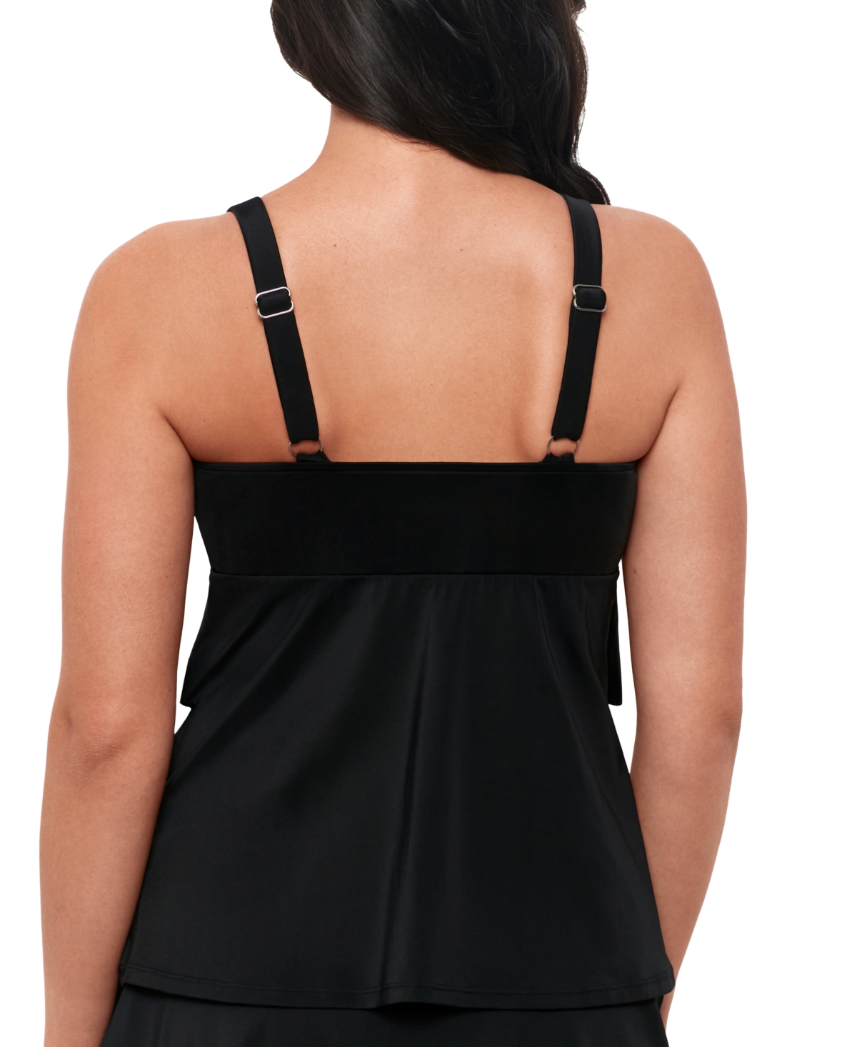 Shop Swim Solutions Women's Black Swan Tiered-ruffle Tankini Top, Created For Macy's