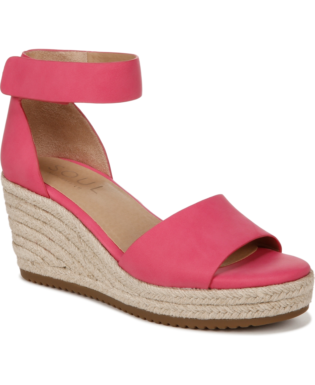 Shop Soul Naturalizer Oakley Ankle Strap Wedge Sandals In Pink Flash Faux Nubuck