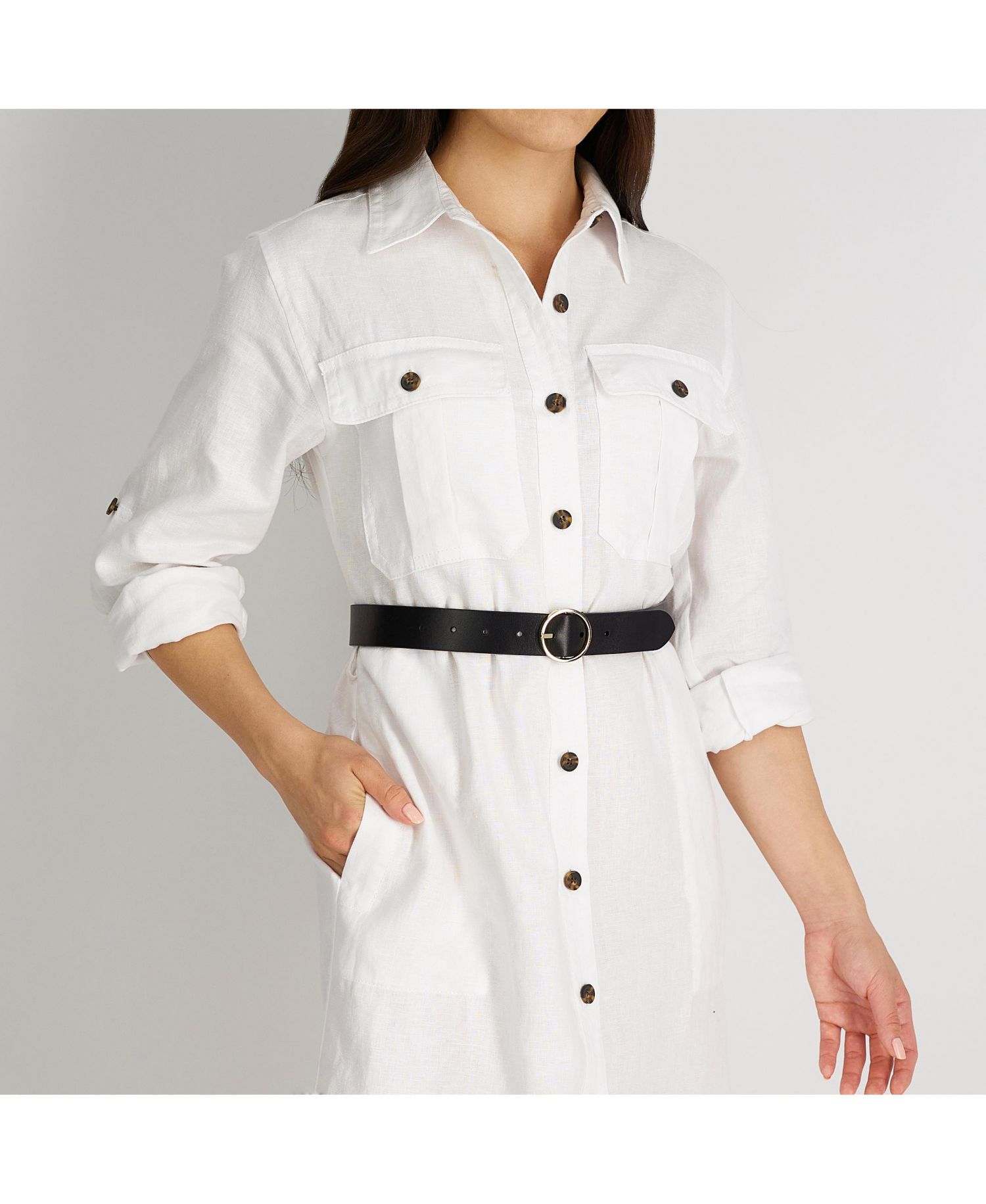 Women's Two-In-One Center Bar Reversible Genuine Leather Belt