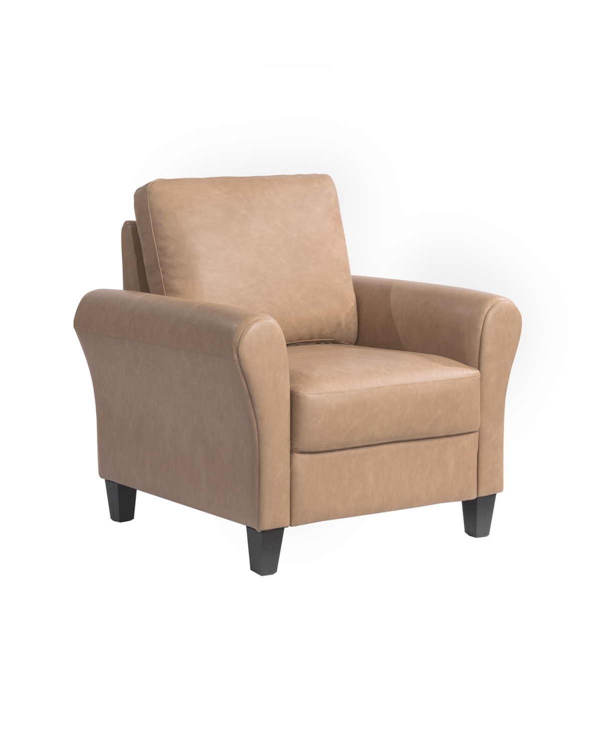 Shop Lifestyle Solutions 35.4" W Faux Leather Wilshire Chair With Rolled Arms In Light Brown