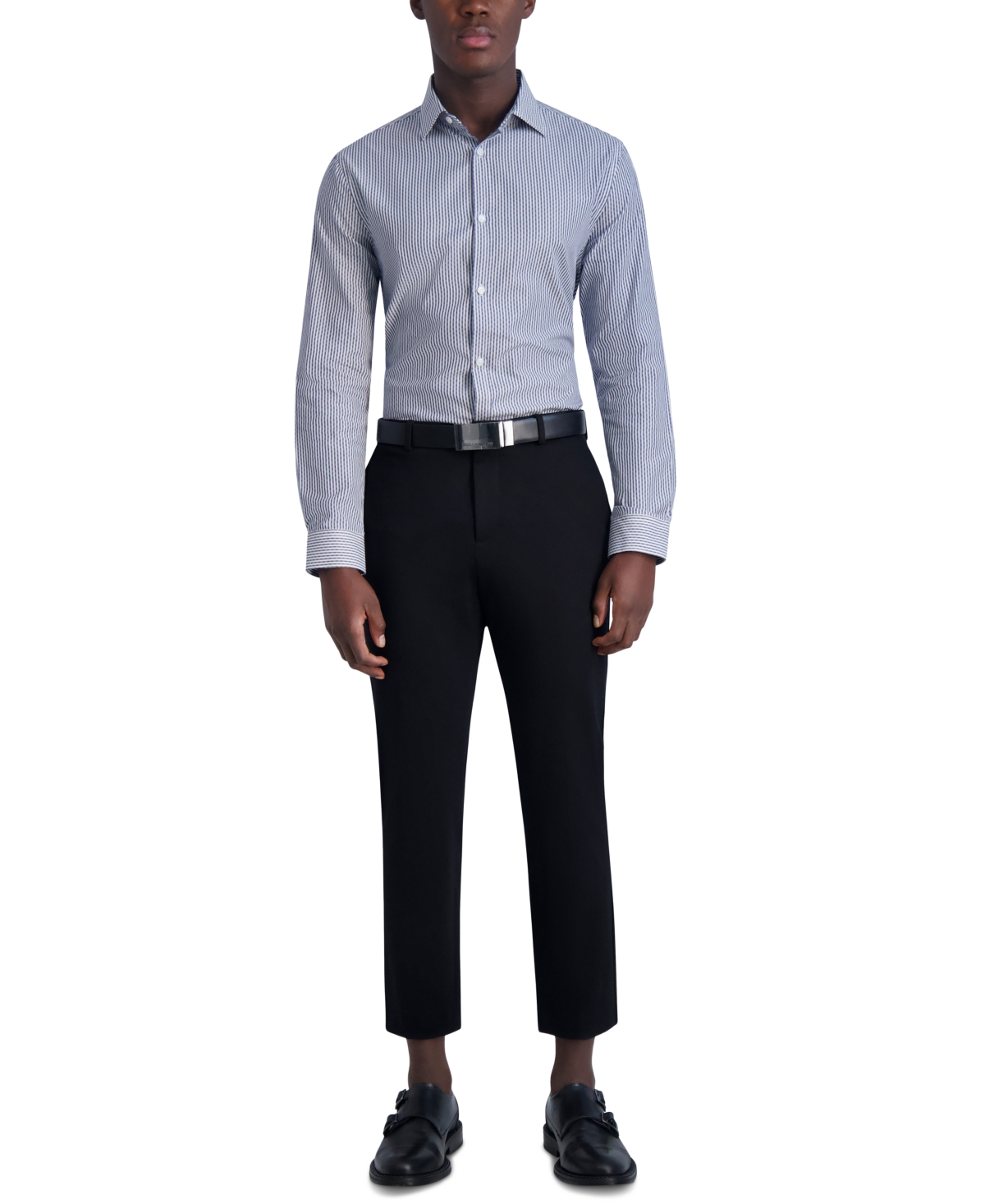 Karl Lagerfeld Paris Men's Slim-Fit Stripe Woven Shirt -white