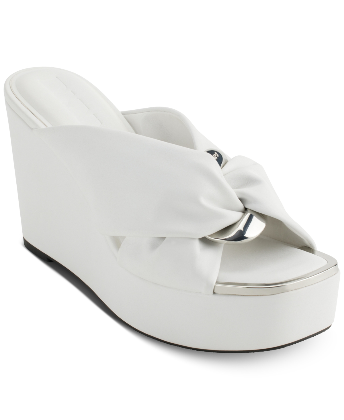 Shop Dkny Women's Maryn Chain Twist Platform Wedge Sandals In Bright White