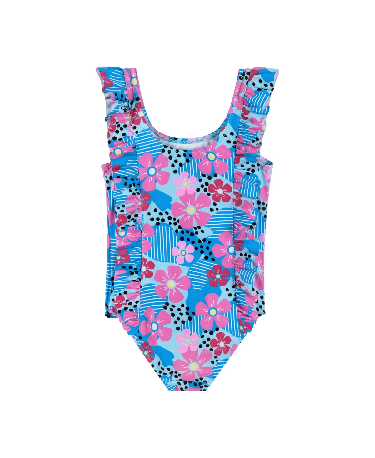 Toddler/Child Girls Aqua Floral Print One-Piece Swimsuit