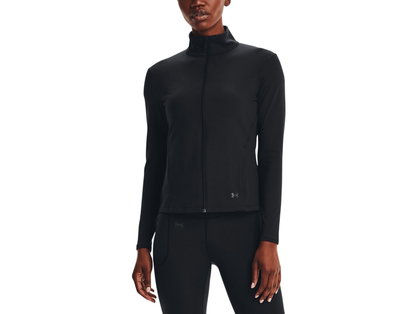 Женская куртка Under Armour Motion Zippered Mock-Neck, цвет: Чёрный / Угольный серый — фото 1