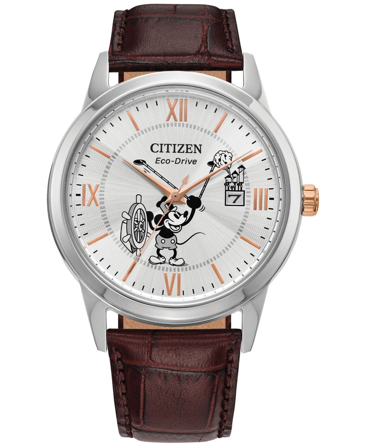 Shop Citizen Eco-drive Men's Steamboat Willie 1928 Brown Leather Strap Watch 40mm In No Color