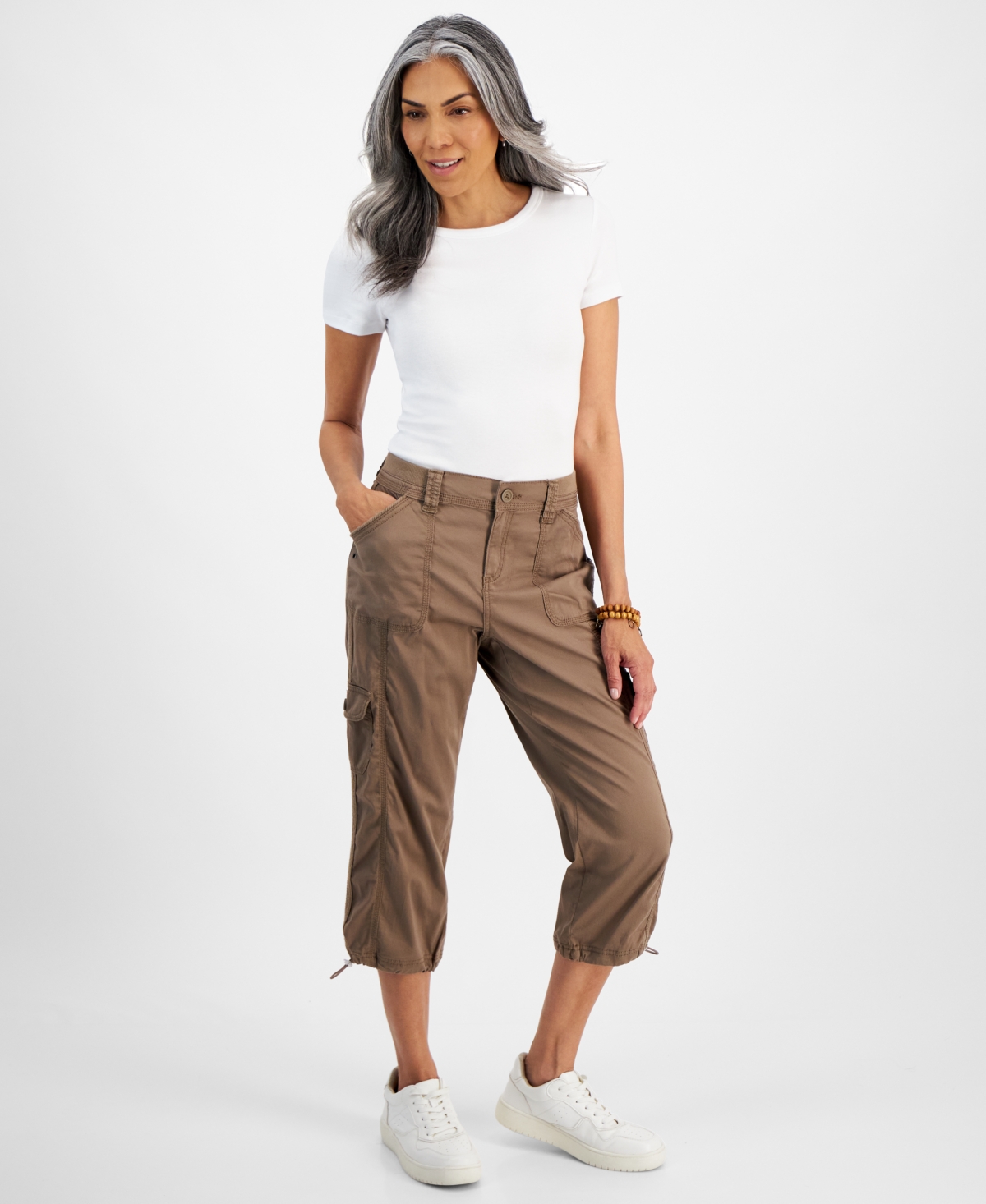 Shop Style & Co Women's Cargo Capri Pants, 2-24w, Created For Macy's In Truffle