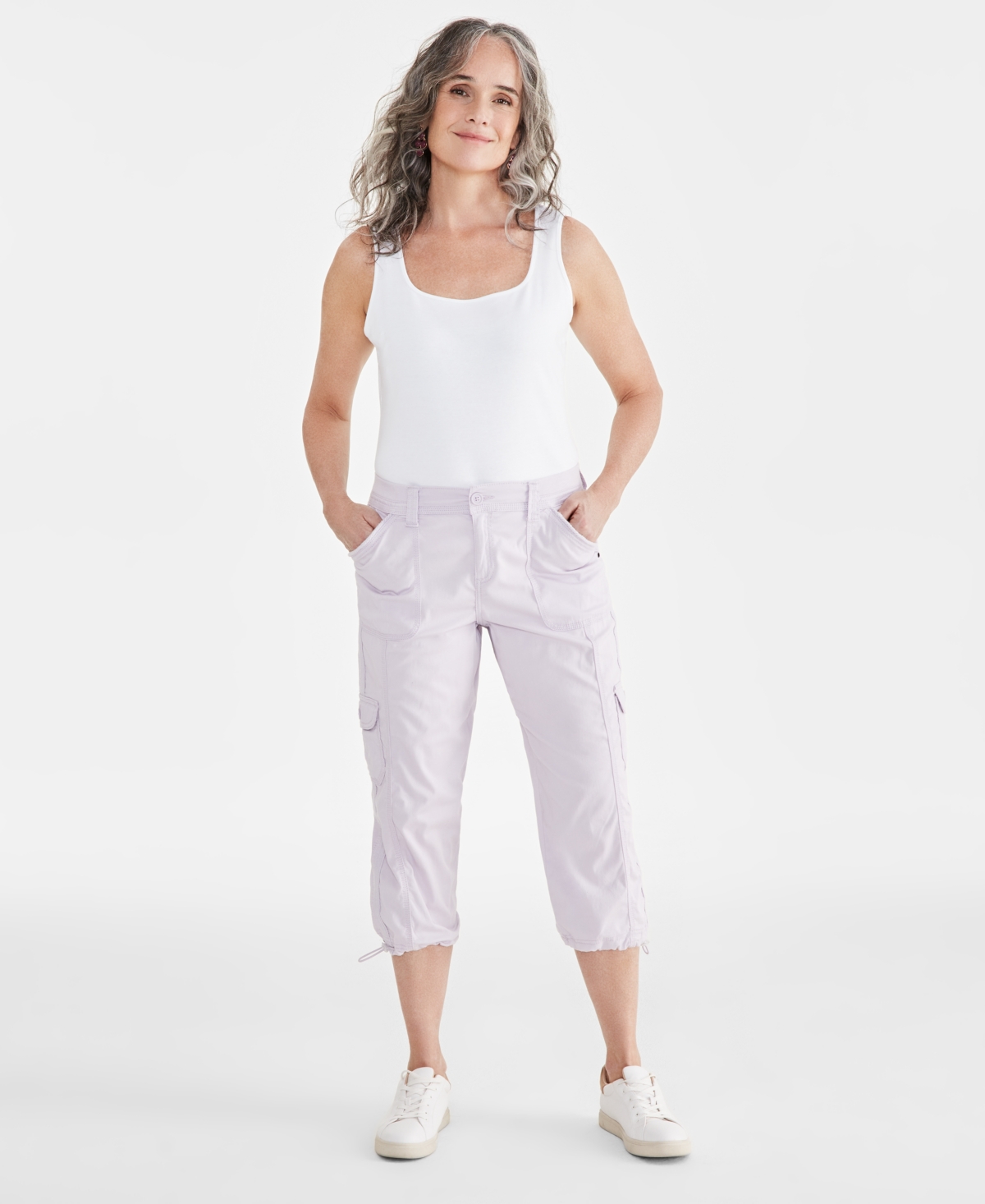 Shop Style & Co Women's Cargo Capri Pants, 2-24w, Created For Macy's In Lavender Fog