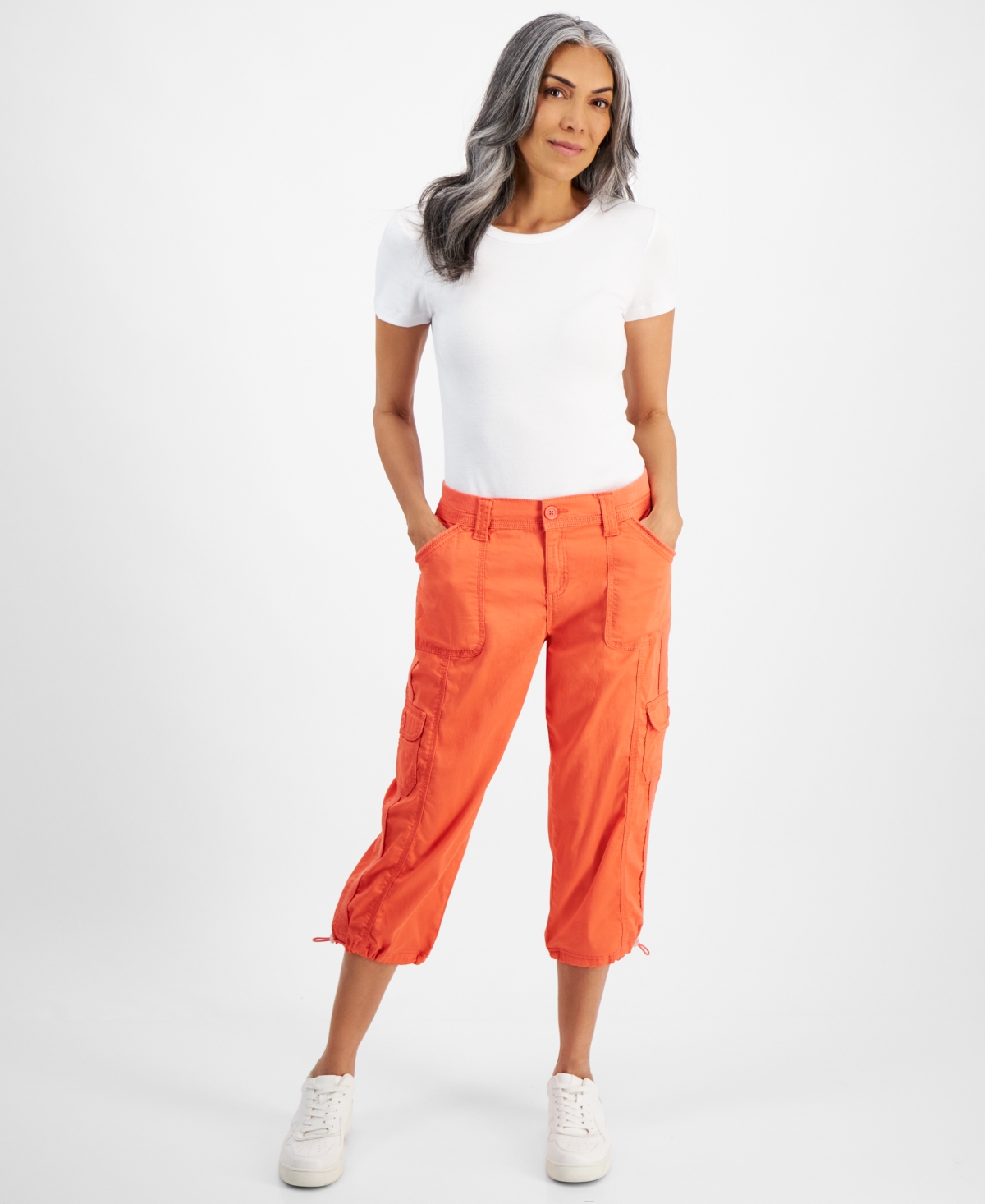Shop Style & Co Women's Cargo Capri Pants, 2-24w, Created For Macy's In Bali Orange