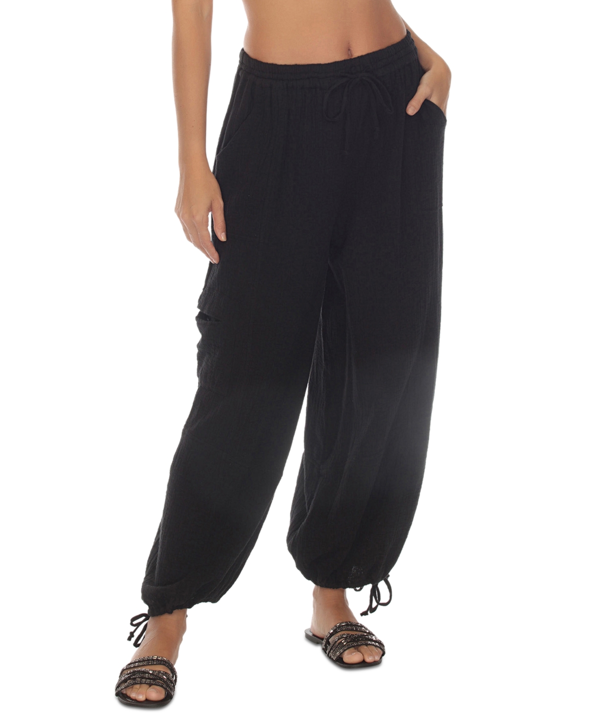 Women's Swim Cover-Up Cargo Pants - Black