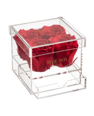 Rose Box NYC Jewelry box of Red Flame Long Lasting Preserved Real Roses ...