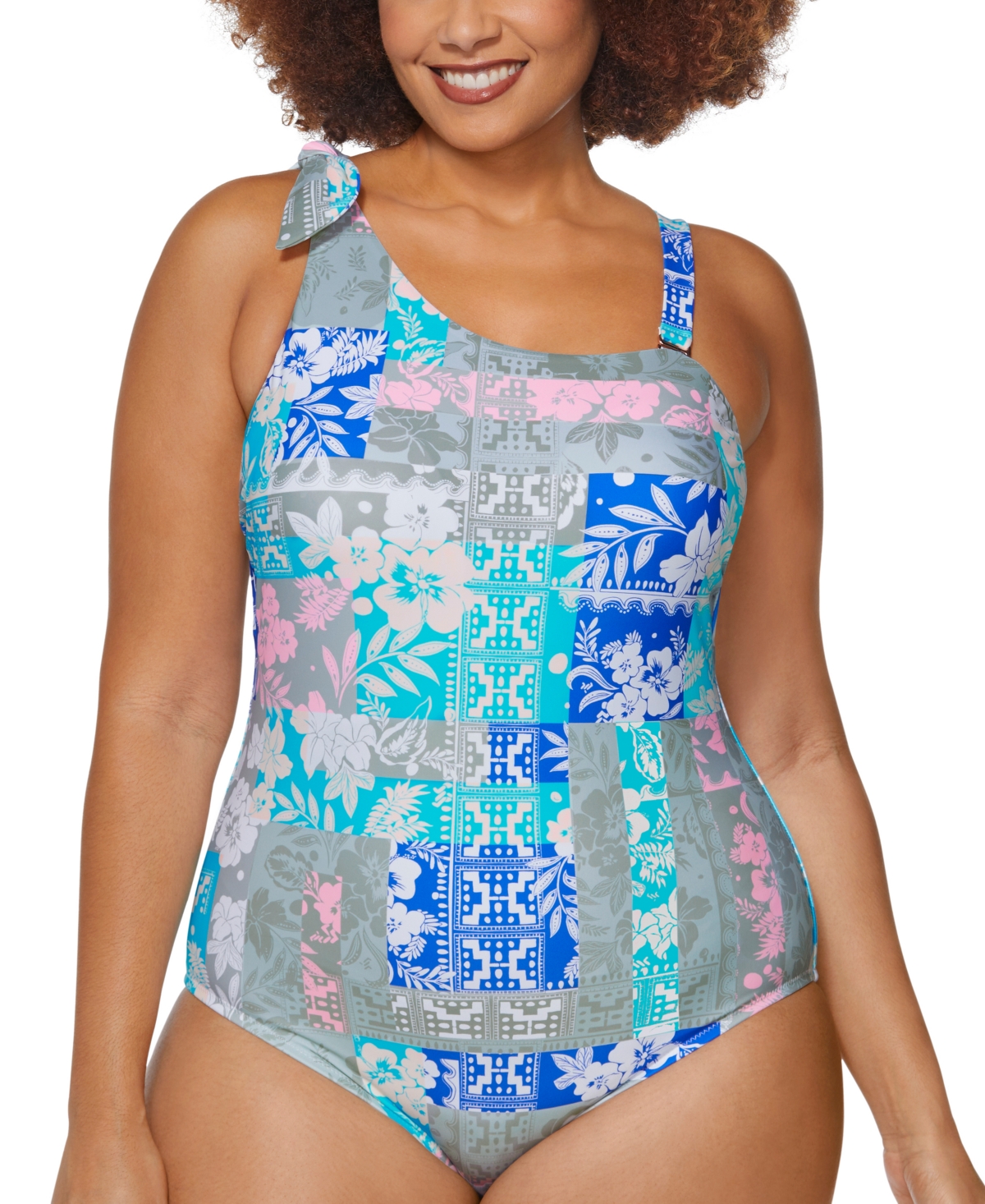 Shop Raisins Curve Trendy Plus Size Marita One-piece Swimsuit In Multi Color