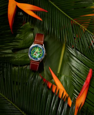 Eco-Drive Men's Disney Mickey Mouse Explorer Brown Leather Strap Watch 41mm