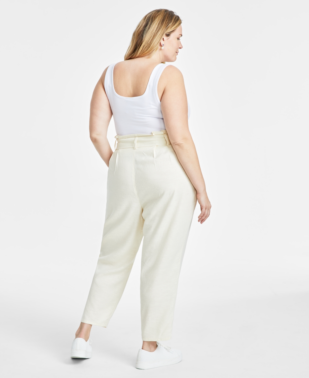 On 34th Trendy Plus Size Belted High-Rise Ankle Pants, Created for Macy's