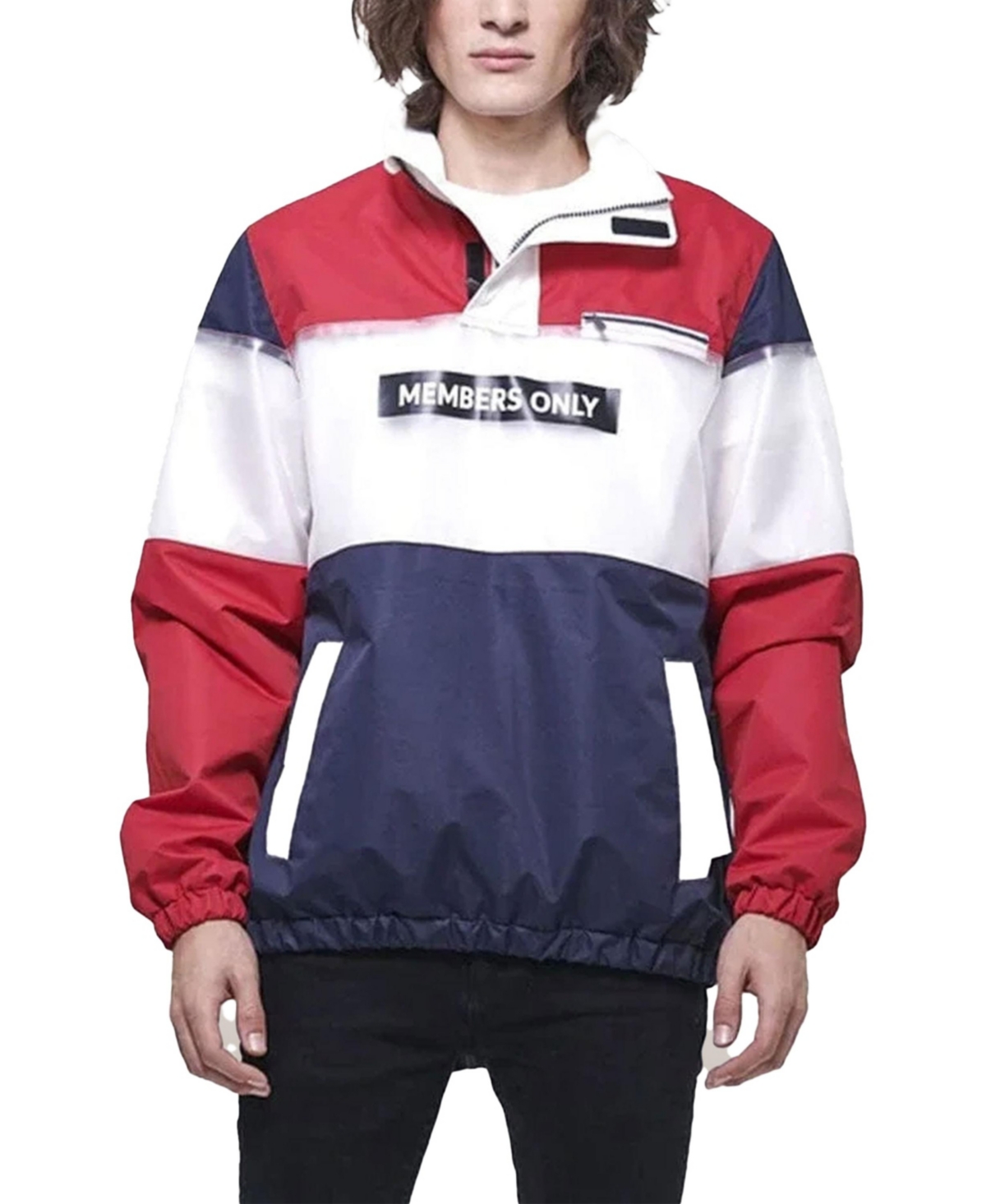 Men's Color and Translucent Block Jacket - Red