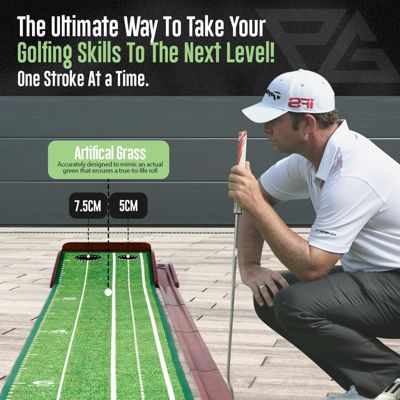 Putting Mat - Indoor Golf Putting Green for Mini Games and Practicing at Home or in The Office, with 1/2 Hole Training.- Gifts for Golfers - Golf Accessories for Men
