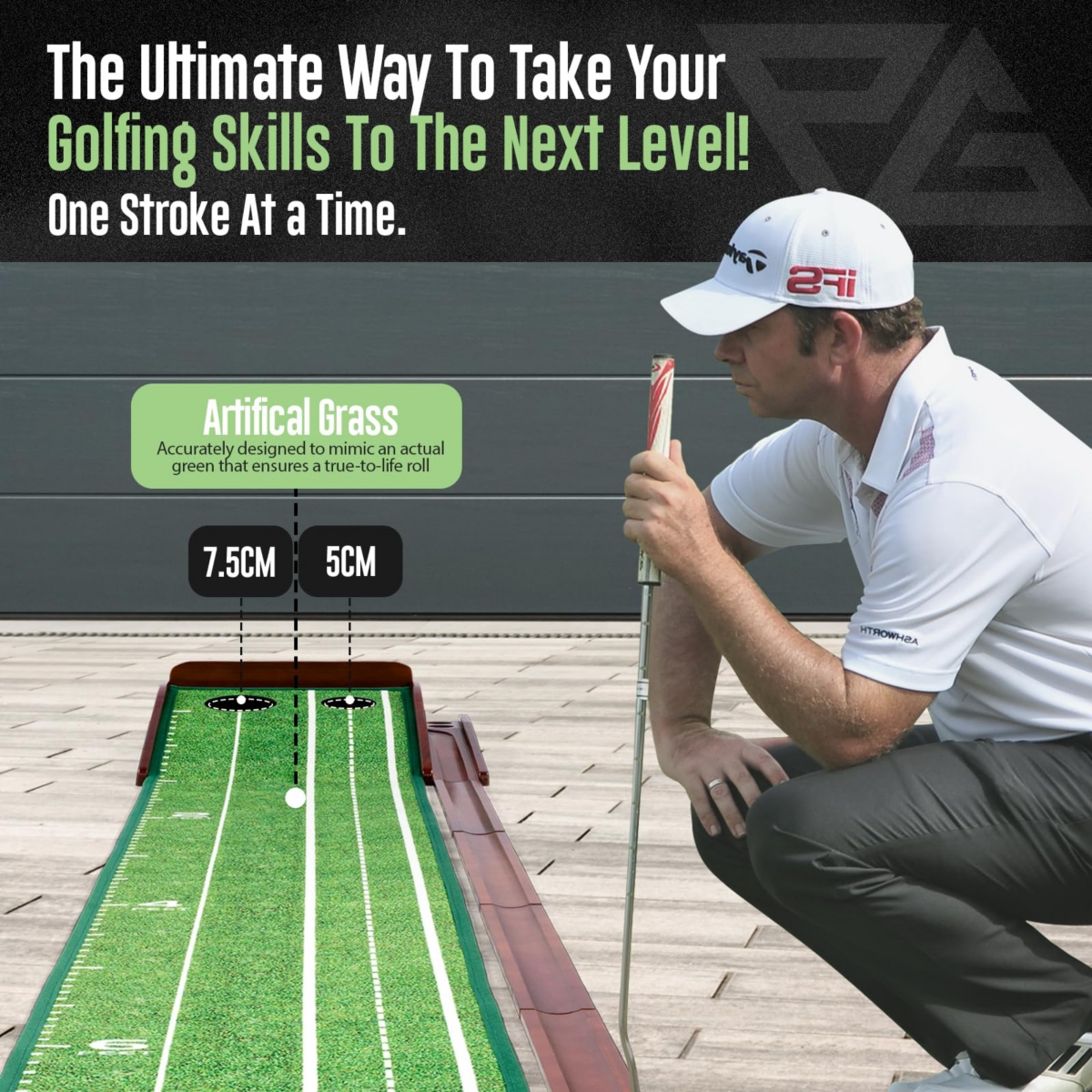 Palladium Golf Putting Mat - Indoor Golf Putting Green for Mini Games and Practicing at Home or in The Office, with 1/2 Hole Training.- Gifts for Golf