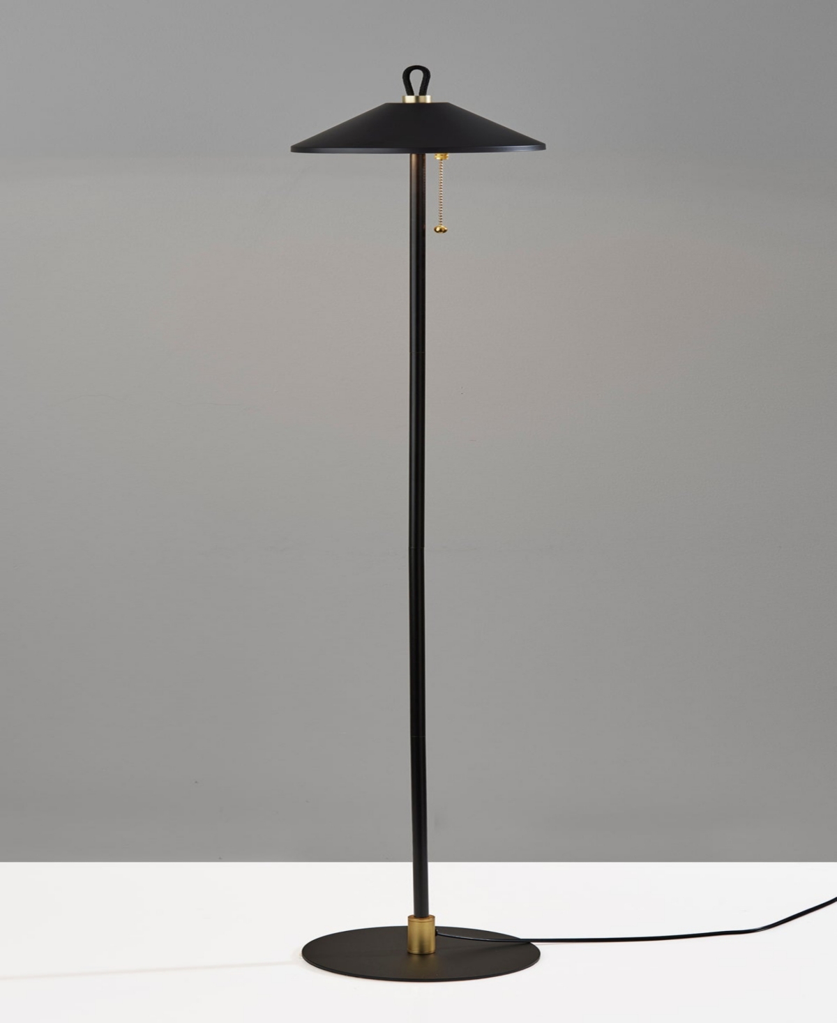 Adesso 54" Kaden Floor Lamp In Black With Brass Accent