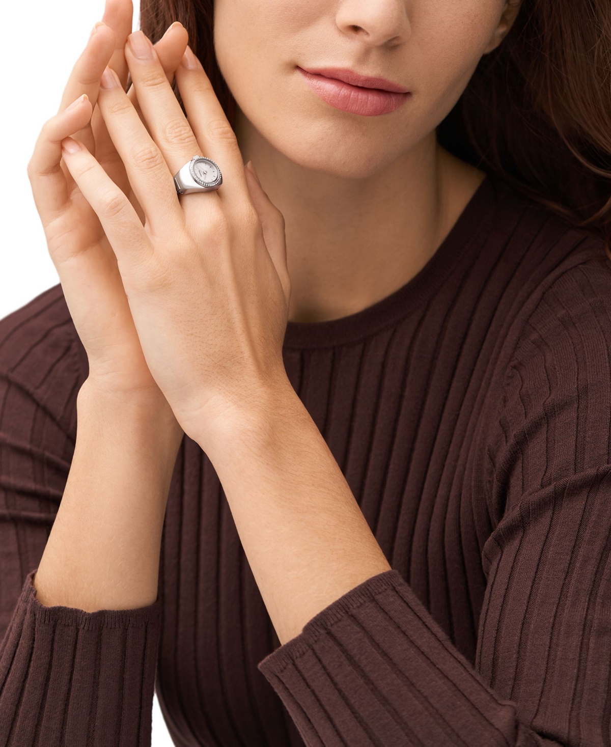 Fossil Women's Watch Ring Two-Hand Silver-Tone Stainless Steel 15mm - Silver-Tone