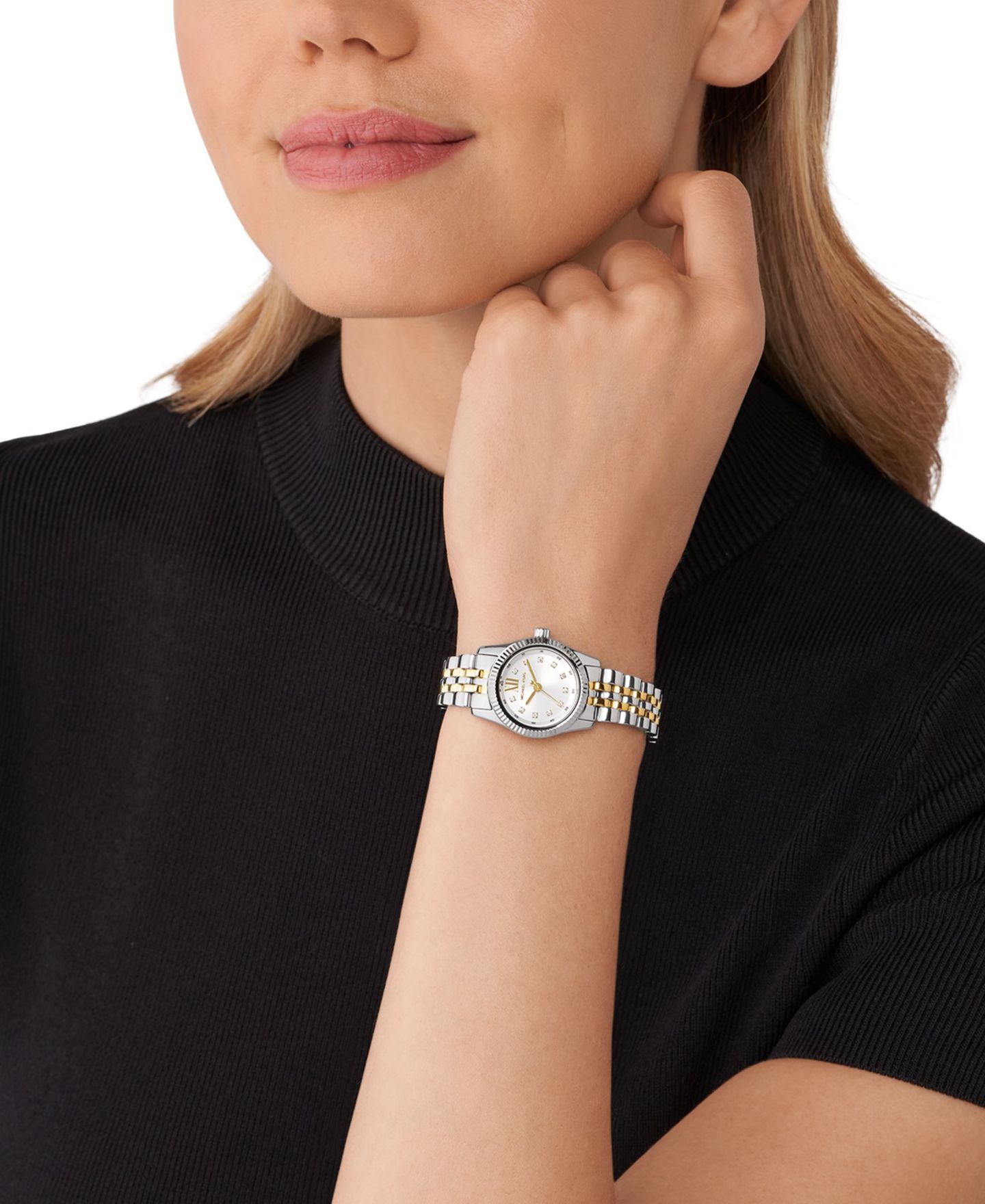 Женские часы Michael Kors Lexington Three-Hand Two-Tone Stainless Steel Watch, 26mm — фото 3