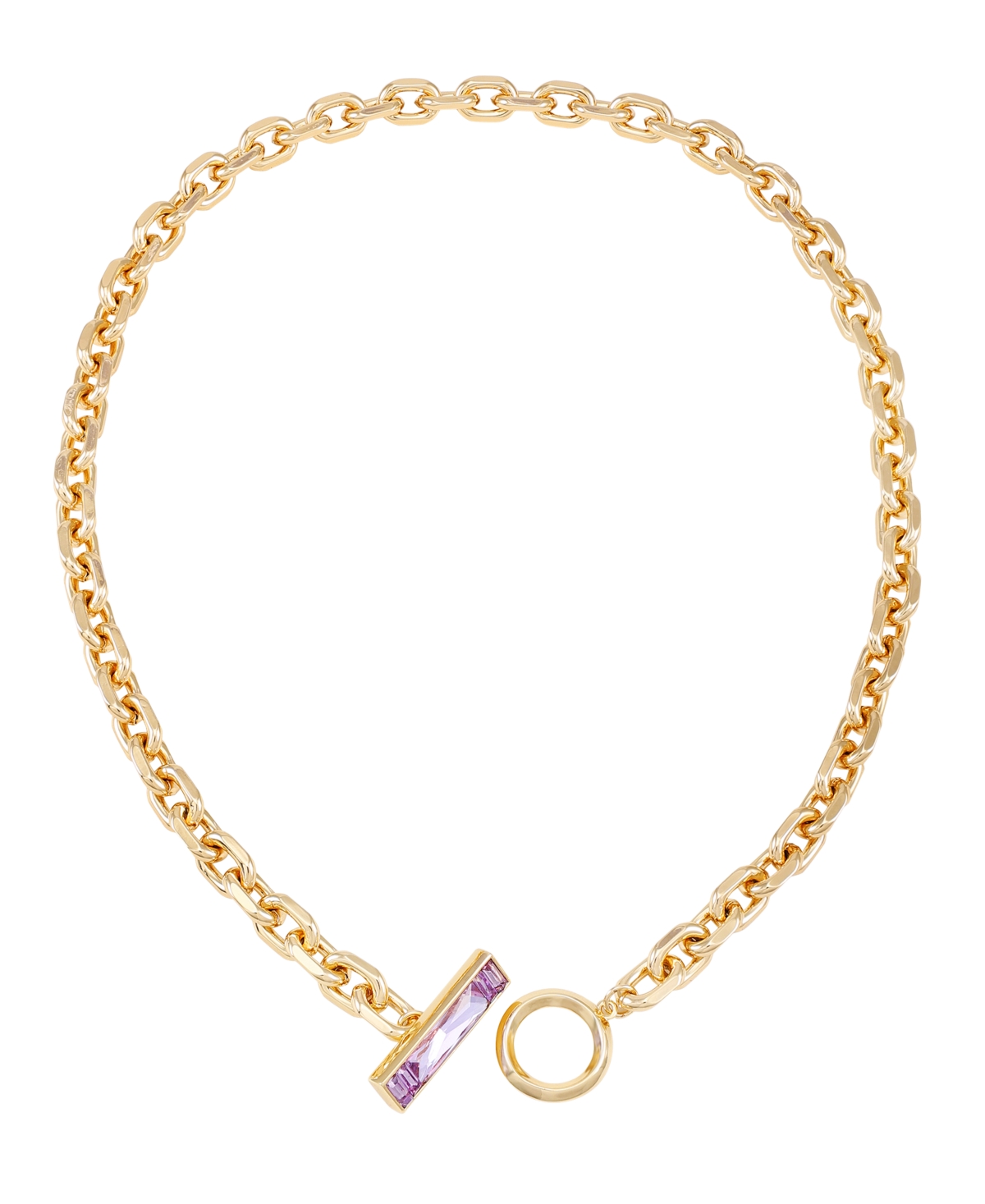 Gold-Tone Glass Stone Toggle Necklace, 18" - Gold