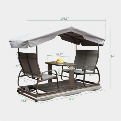 Streamdale Retro Glider Benches with Canopy for Outdoor Use