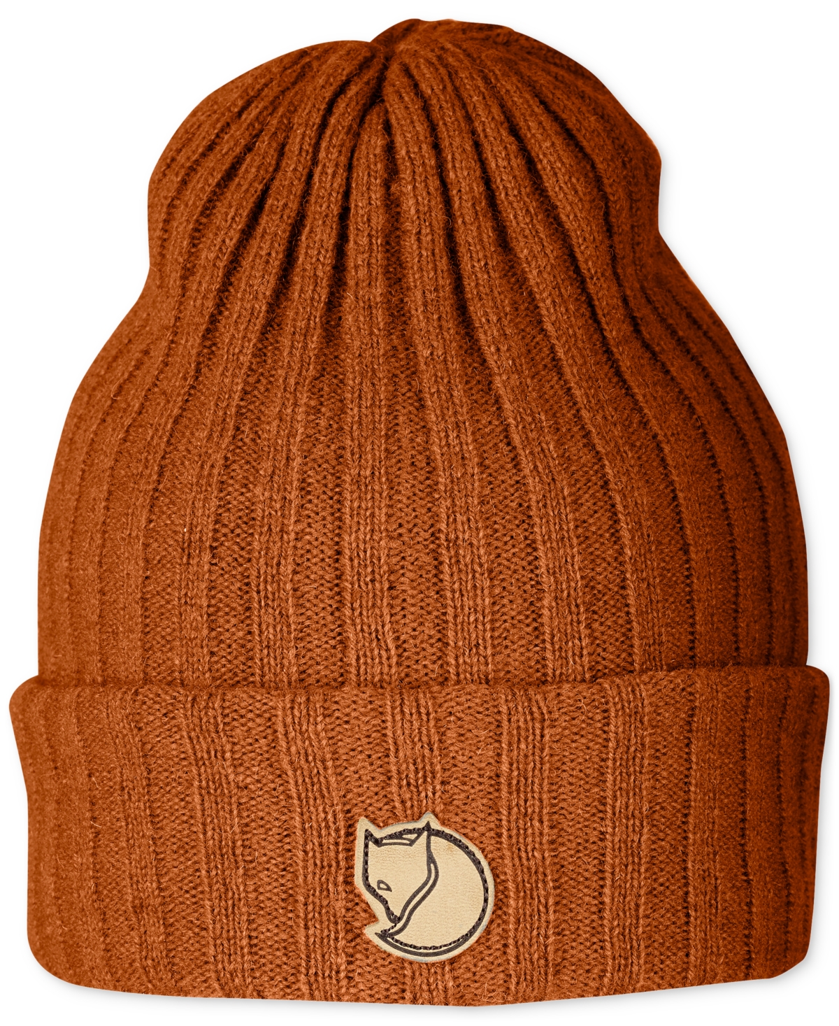 Shop Fjall Raven Men's Byron Wool Logo Ribbed Beanie Hat In Autumn Leaf