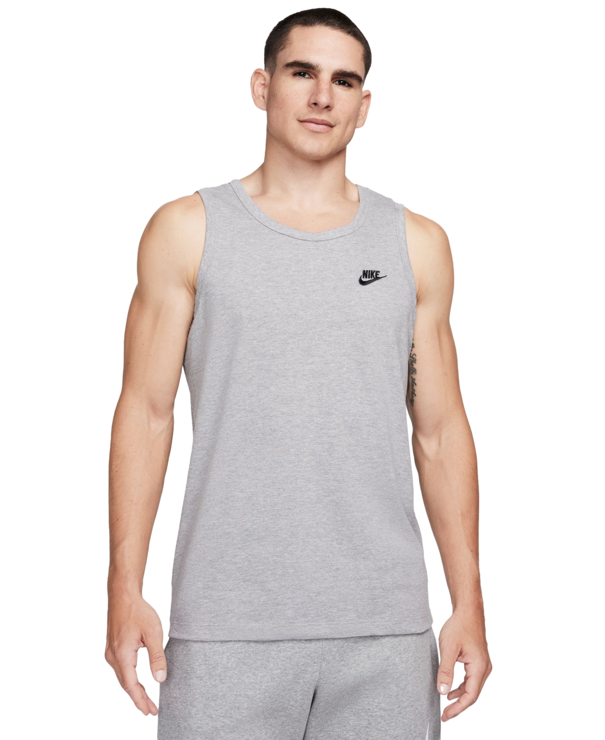 Nike Club Tank Top In Dk Grey Heather,black