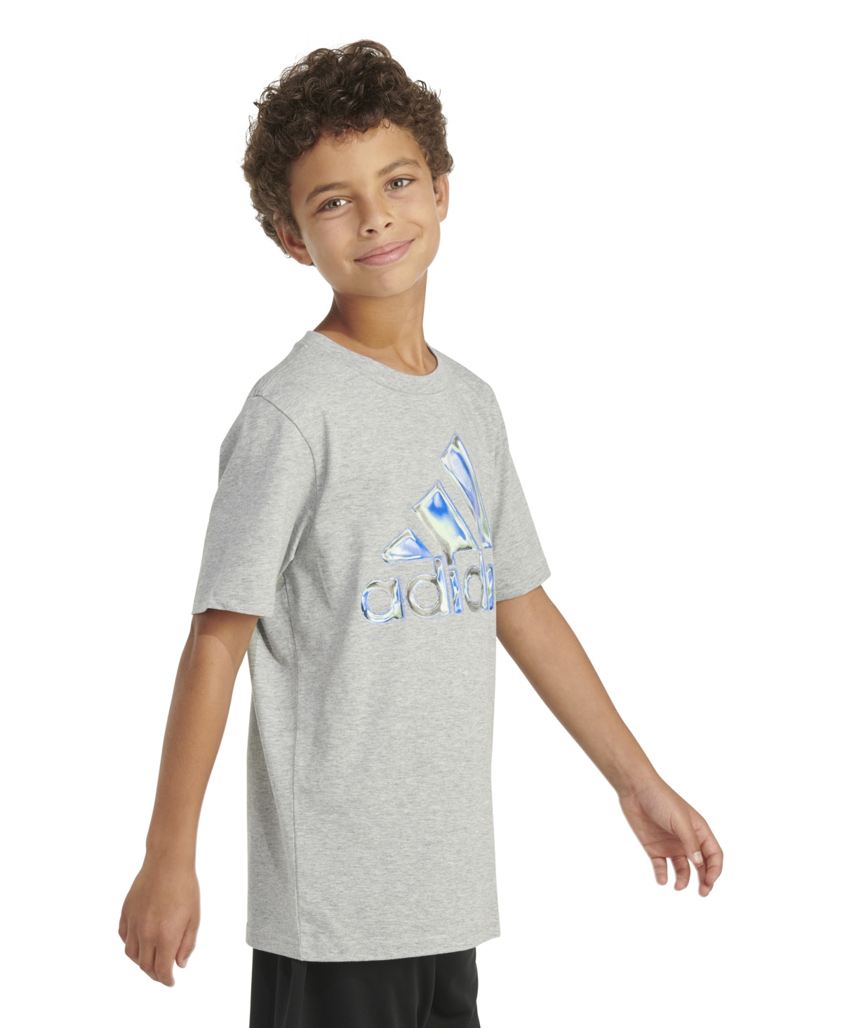 adidas Big Boys Short Sleeve Chrome Logo Heather T-Shirt