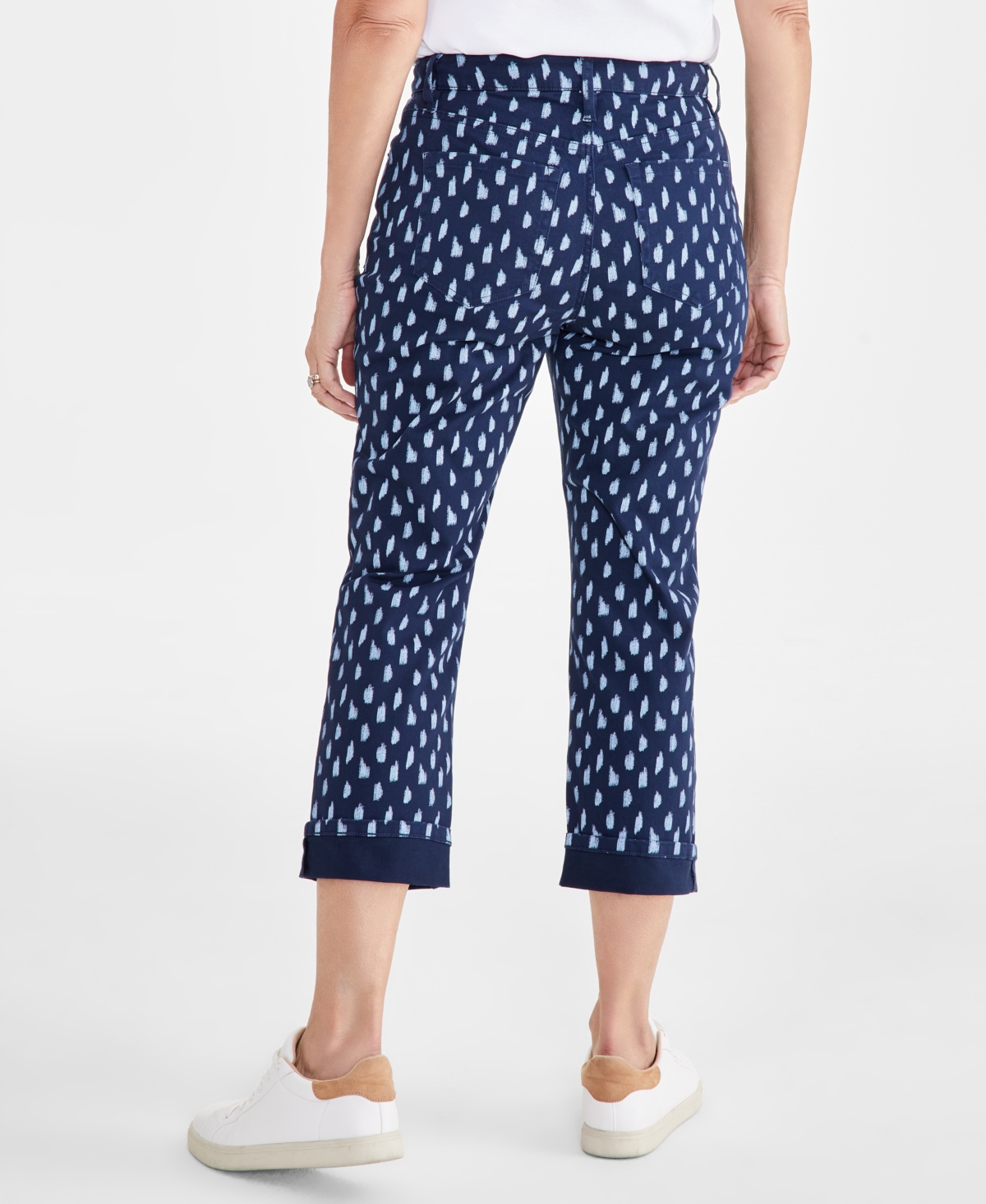 Style & Co Petite Curvy Fit Mid-Rise Printed Capri Jeans, Created for Macy's