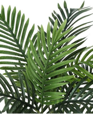 24" Indoor Artificial Floor Palm Plant with Decorative Beige Woven Basket