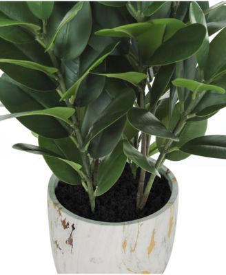 31" Indoor Artificial Floor Garcinia Tree with Decorative White Cement Pot