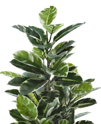 52" Indoor Artificial Floor Rubber Tree with Black Pot