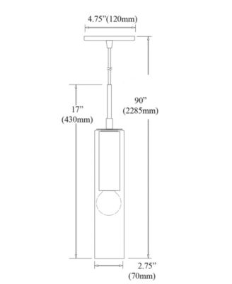 17" Metal, Fabric Palmer 1 Light Pendant with Glass