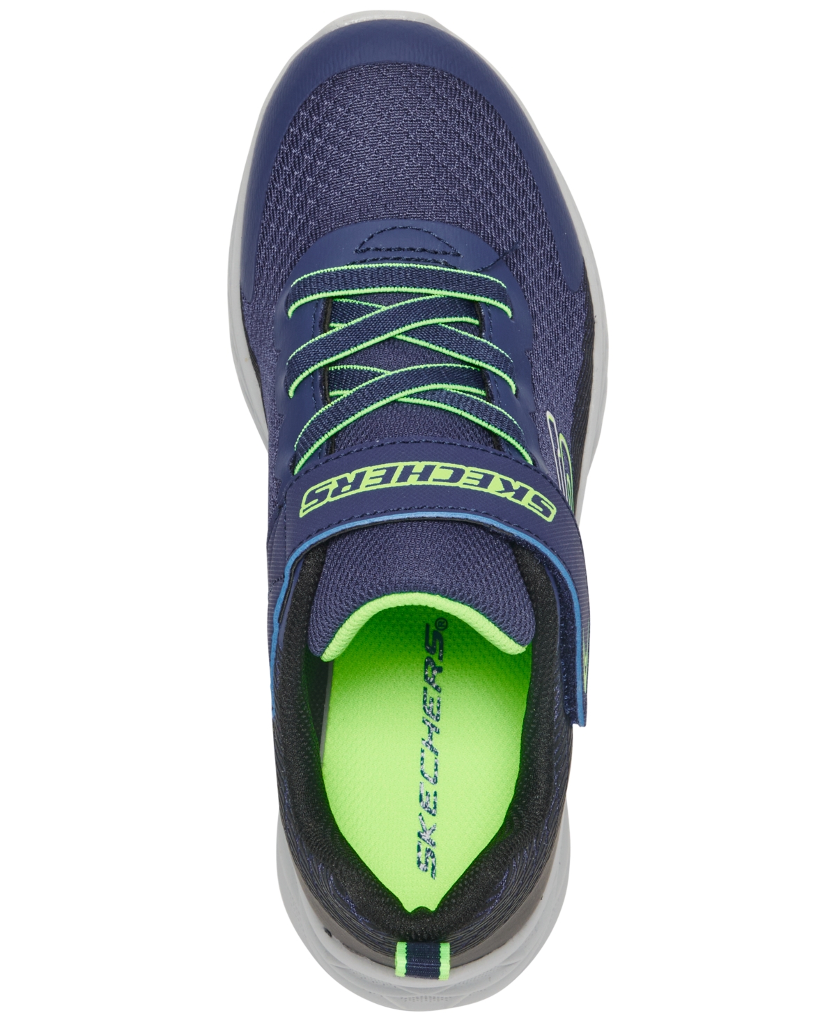Skechers Little Boys Microspec Ii - Zovrix Fastening Strap Casual Sneakers from Finish Line - Black, Lime