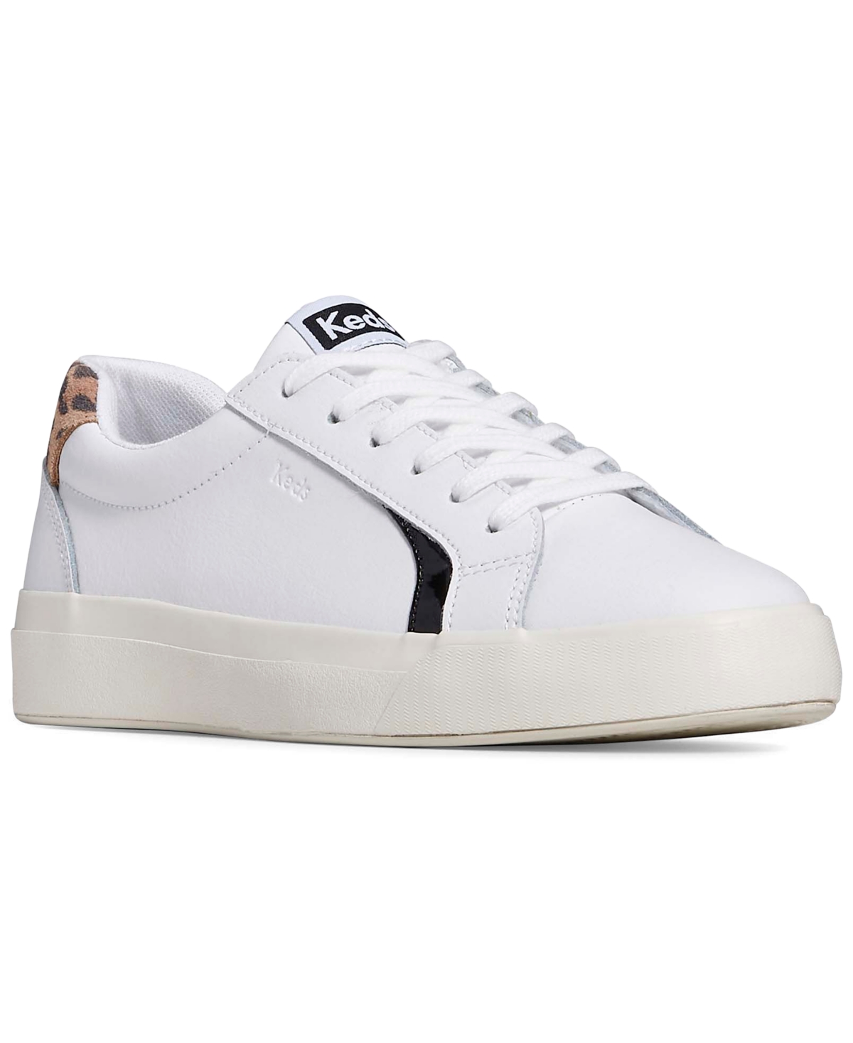 Women's Pursuit Leather Lace-Up Casual Sneakers from Finish Line - White, Leopard