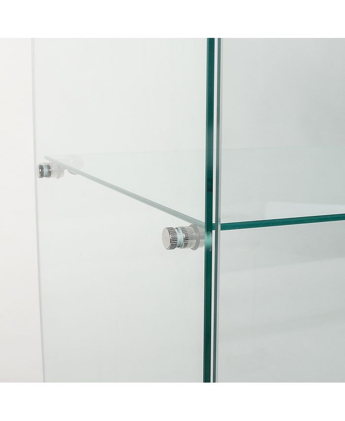 Simplie Fun Glass Display With 5 Shelves Double Door, Curio For Living Room