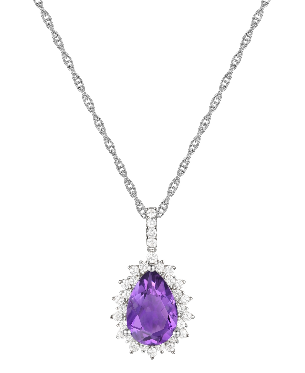 MACY'S LAB-GROWN OPAL (1 CT. T.W.) & LAB-GROWN WHITE SAPPHIRE (1/2 CT. T.W.) 18" PENDANT NECKLACE IN 14K RO 