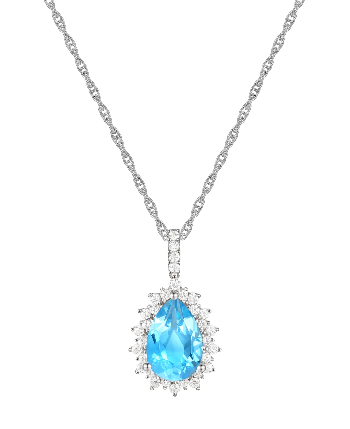 MACY'S LAB-GROWN OPAL (1 CT. T.W.) & LAB-GROWN WHITE SAPPHIRE (1/2 CT. T.W.) 18" PENDANT NECKLACE IN 14K RO 