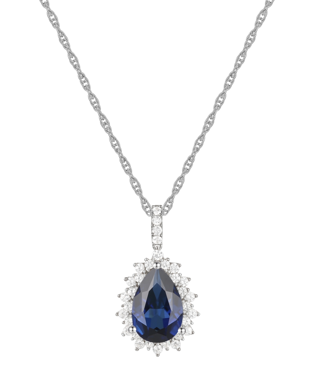 MACY'S LAB-GROWN OPAL (1 CT. T.W.) & LAB-GROWN WHITE SAPPHIRE (1/2 CT. T.W.) 18" PENDANT NECKLACE IN 14K RO 