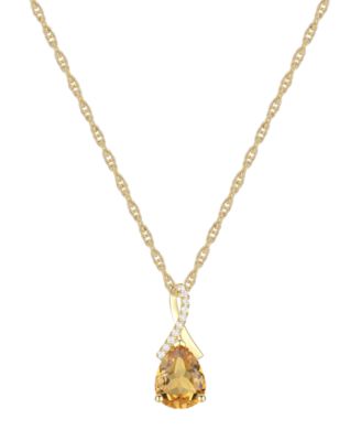 Macy's - Amethyst (1-1/3 ct. t.w.) & Lab-Grown White Sapphire (1/20 ct. t.w.) Pear 18" Pendant Necklace in 14k Gold (Also Available in Additional Gemstones)