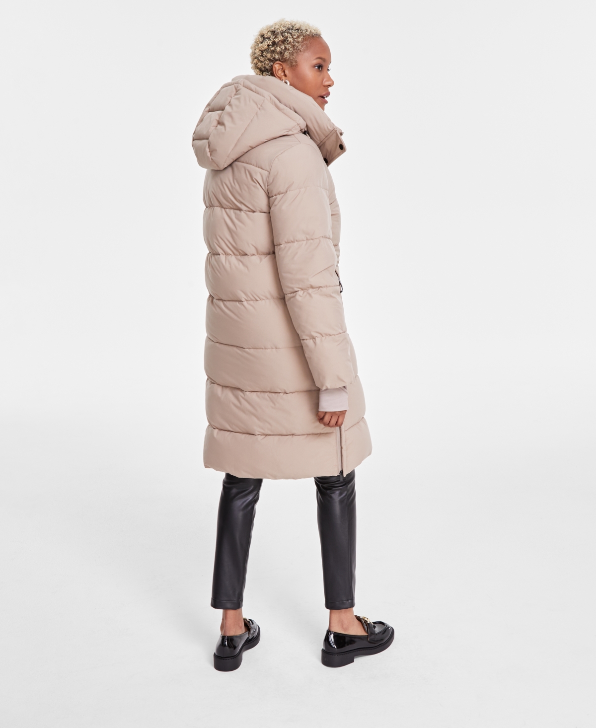 Bcbgmaxazria Women's Hooded Collared Puffer Coat In Matte Latte