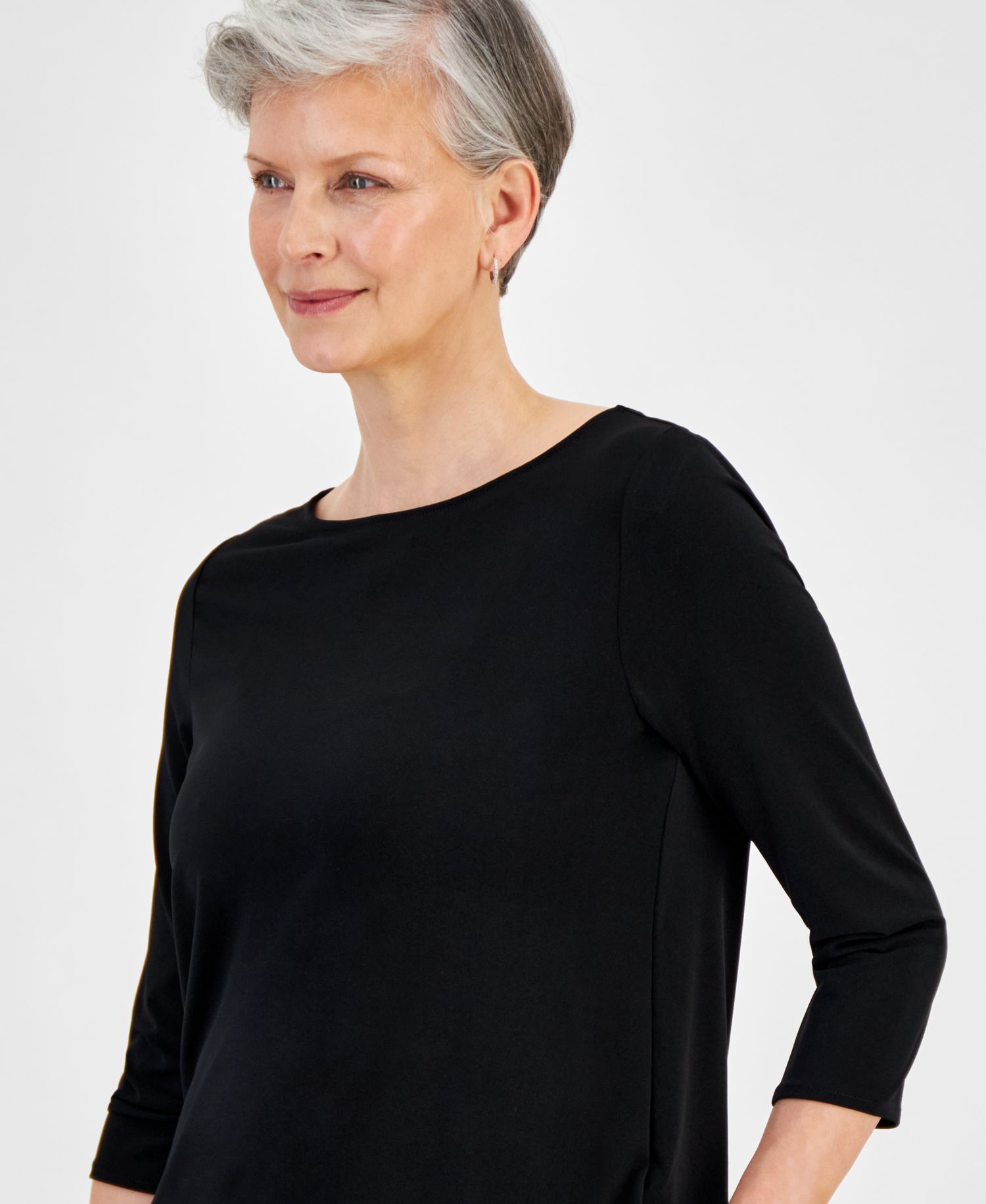 Women's Boat-Neck 3/4-Sleeve Tunic Top
