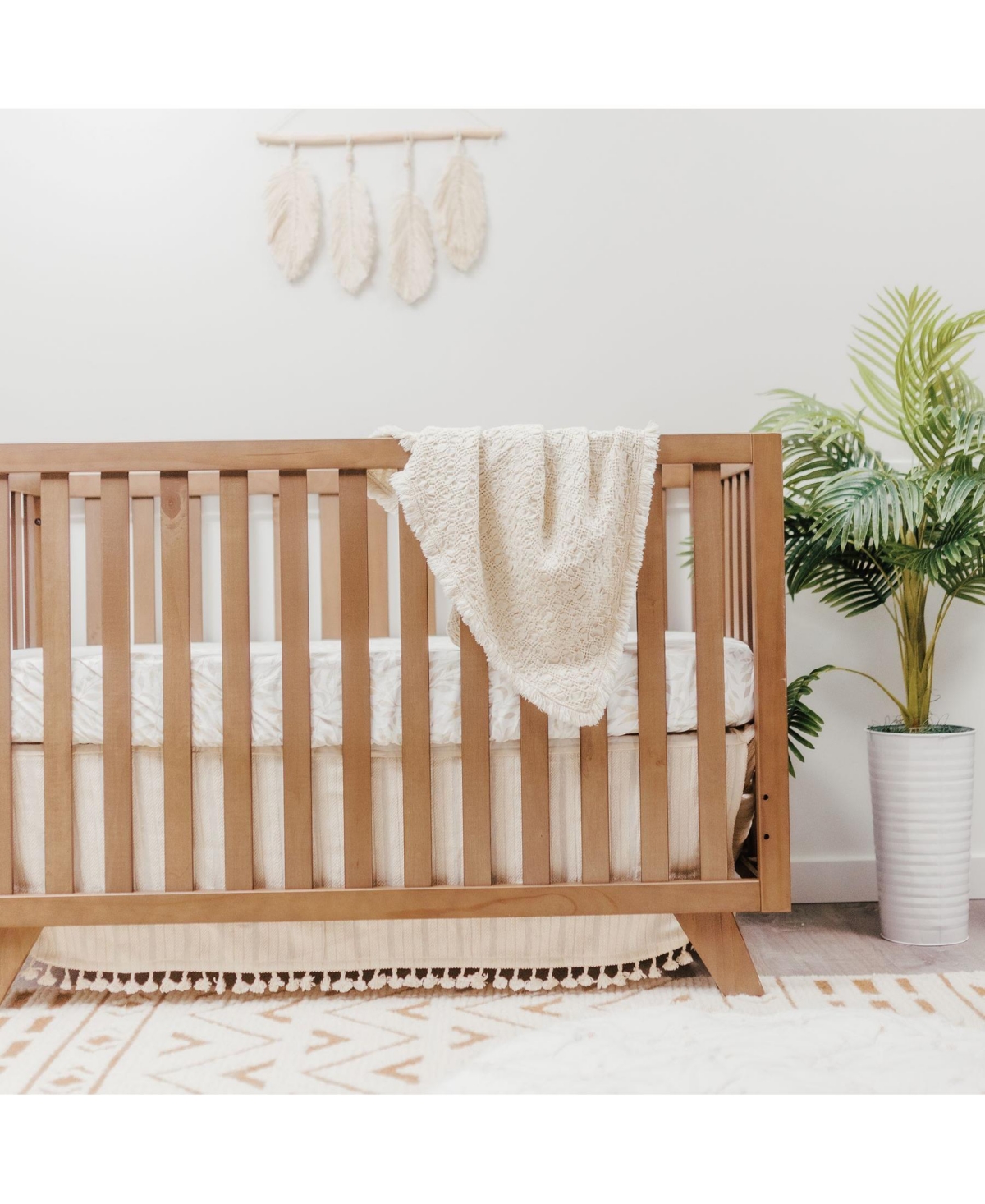 Shop Crane Baby Oatmeal Boho Knit Blanket In White